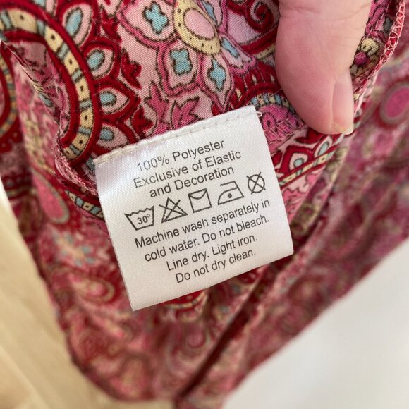 Earthbound Pink Paisley Boho Strapless Tie Back Midi Dress XXL - Picture 9 of 10